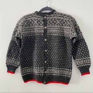Vintage Husfliden Virgin Wool Hand Knit Cardigan